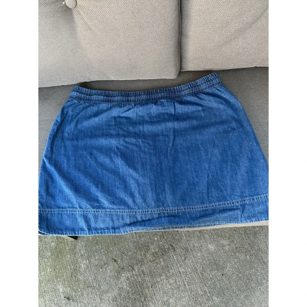32 Degrees Mini Skort Blue Chambray Drawstring Size XL Inner Shorts Pockets